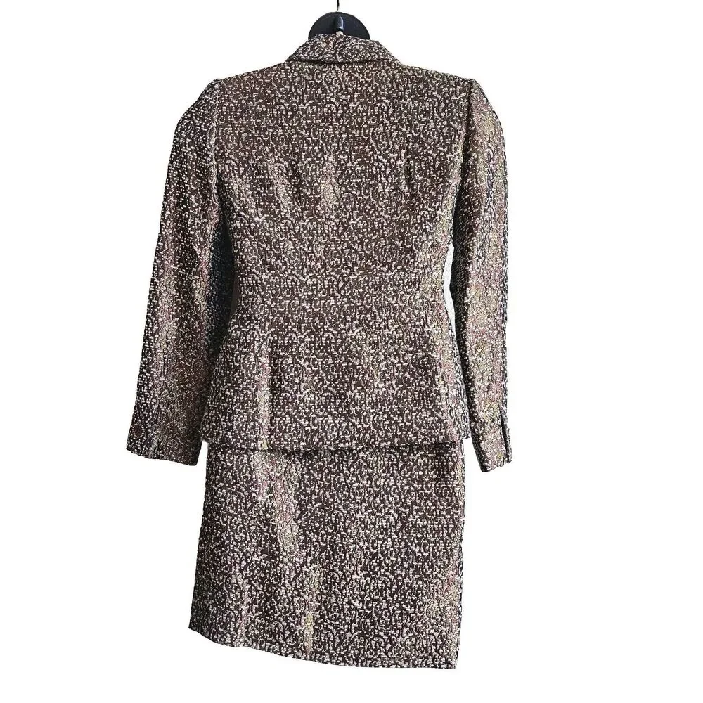Oscar De La Renta Copper Metallic Skirt Suit Size 6, Sophisticated Classic Vtg